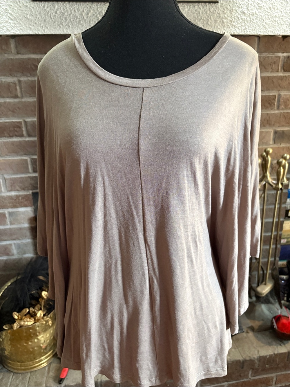 Collective Concepts Soft Scoop Neck Tunic in Taupe